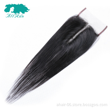 Allrun Latest Original I part 10A  4x4 Swiss Lace Natural Color 100% Brazilian Virgin Human Hair Straight 8"-20" Lace Closure
